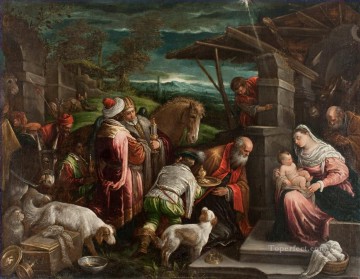 150の主題の芸術作品 Painting - キリスト教カトリック教徒ヤコポ バッサーノ ダル ポンテ東方賢者の崇拝